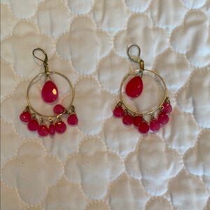 Elegant Gold and Pink Dangle Earrings
